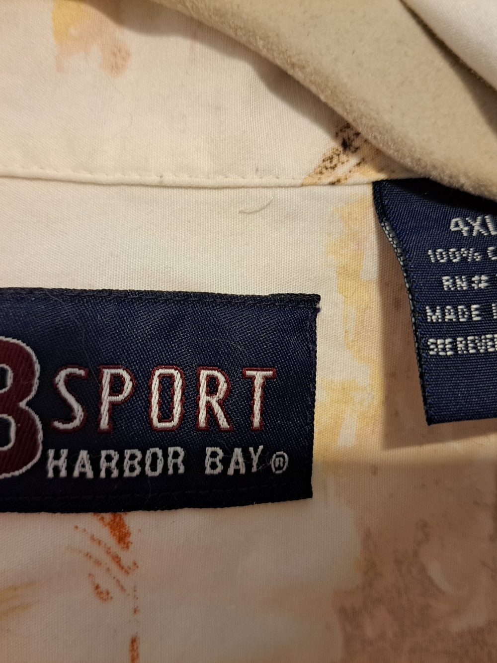Harbor Bay Cream and Tan Tropical Camp Shirt - Picture 3 of 5